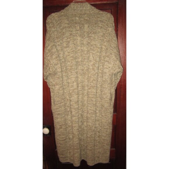 I.B. IB Diffusion VTG S Cardigan Sweater Coat Duster Long Heavy Cable Knit Wool - Picture 2 of 3
